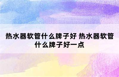 热水器软管什么牌子好 热水器软管什么牌子好一点